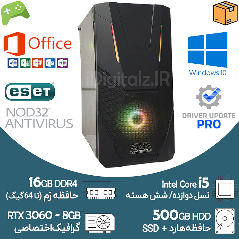 کیس تاور آکبند گیمینگ i5 نسل 12 گرافیک 8 گیگ